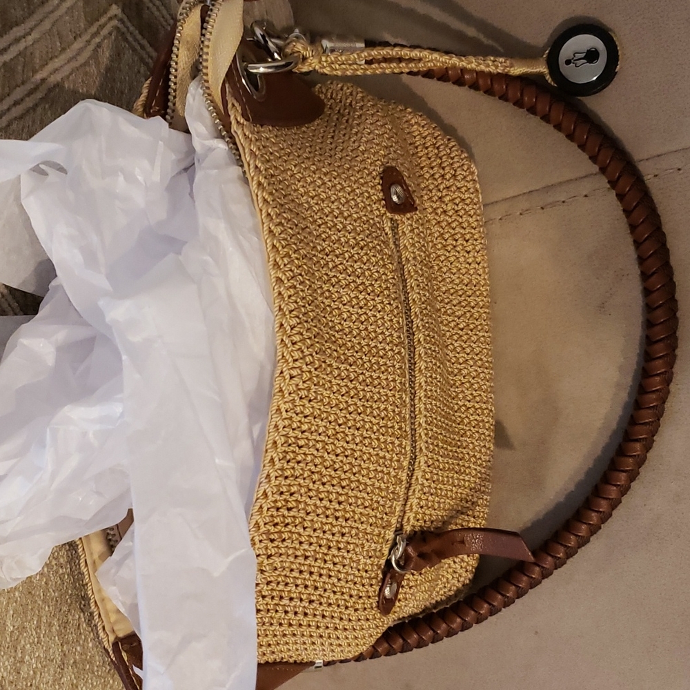 THE SAK crochet brown and tan shoulder bag - Picture 2 of 6